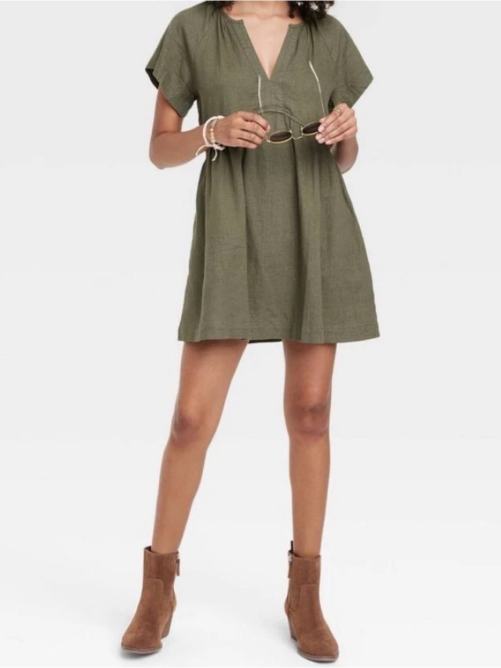 Universal Threads Olive Green Casual Popover Dress Size S - Picture 2 of 6